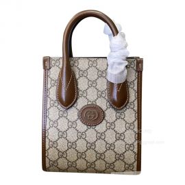 Gucci VIP Mini Tote Shoulder Bag with Interlocking G in Beige GG Supreme Canvas 671623