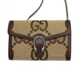 Gucci Dionysus Jumbo GG Chain Wallet Brown Beige Shoulder Bag 401231