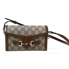 Gucci Horsebit 1955 Mini Bag in Beige and Ebony GG Supreme Canvas 699296