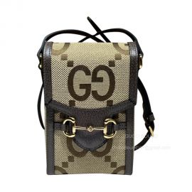 Gucci Horsebit 1955 Mini Crossbody Bag in Beige Jumbo GG Supreme Canvas 625615