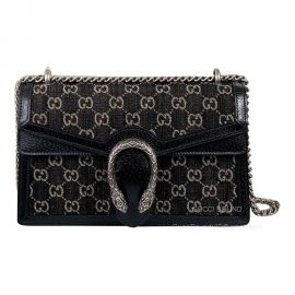 Gucci Dionysus Small GG Shoulder Bag in Black and Ivory GG Denim Jacquard 400249
