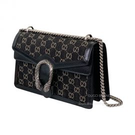 Gucci Dionysus Small GG Shoulder Bag in Black and Ivory GG Denim Jacquard 400249