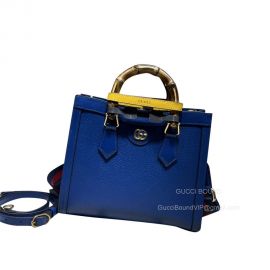 Gucci Diana Small Tote Bag with Bamboo in Royal Blue Leather 702721