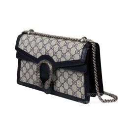 Gucci Dionysus Small GG Shoulder Bag in Beige and Blue GG Supreme Canvas 400249
