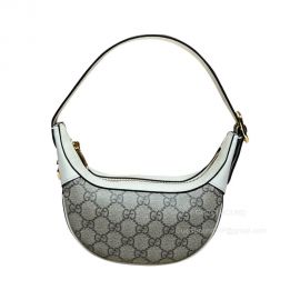 Gucci Ophidia GG Mini Hobo Half Moon Sholder Bag in Beige and Ebony GG Supreme Canvas and White Leather 658551