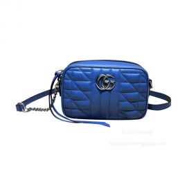 Gucci GG Marmont Mini Aria Shoulder Bag in Blue Matelasse Leather 634936