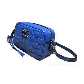 Gucci GG Marmont Mini Aria Shoulder Bag in Blue Matelasse Leather 634936