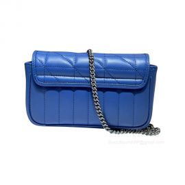 Gucci GG Marmont Super Mini Aria Chain Bag in Blue Matelasse Leather 476433