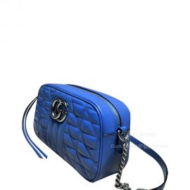 Gucci GG Marmont Aria Shoulder Bag in Blue Matelasse Leather 447632