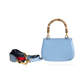 Gucci Bamboo 1947 Small Top Handle Bag Light Blue Leather 675797