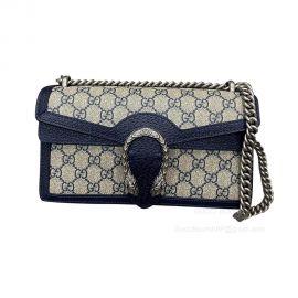 Gucci Shoulder Bag Gucci Dionysus Small GG Chain Bag in Beige and Blue GG Supreme Canvas 499623