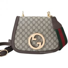 Gucci Shoulder Bag Gucci Medium Crossbody Bag with Round Interlocking G in Beige and Ebony GG Supreme 699210