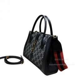 Gucci Tote Bag Gucci Jackie 1961 Medium Shoulder Bag in Black GG Denim Jacquard 685129