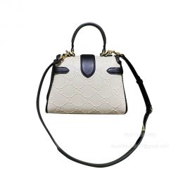 Gucci Top Handle Bag Gucci Small GG Shoulder Bag in White Embossed GG Leather 675791