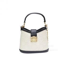 Gucci Shoulder Bag Gucci Small GG Hobo Bag in White Debossed GG Leather 675788