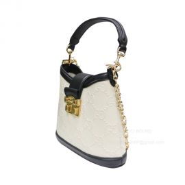 Gucci Shoulder Bag Gucci Small GG Hobo Bag in White Debossed GG Leather 675788