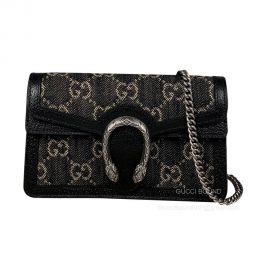 Gucci Shoulder Bag Gucci Dionysus GG Supreme Mini Chain Bag in Black Leather and GG Denim Jacquard 476432