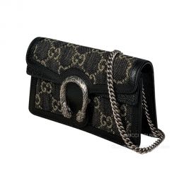 Gucci Shoulder Bag Gucci Dionysus GG Supreme Mini Chain Bag in Black Leather and GG Denim Jacquard 476432