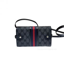 Gucci Shoulder Bag Gucci Hacker Mini Bag in Black and Dark Grey Canvas Jacquard 680131