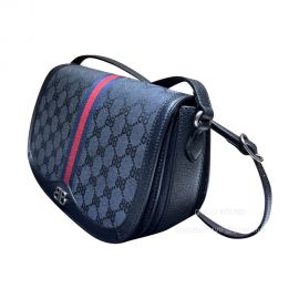 Gucci Shoulder Bag Gucci Hacker Medium Bag in Black and Dark Grey Canvas Jacquard 680121