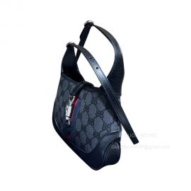 Gucci Hobo Bag Gucci Hacker Mini Shoulder Bag in Black and Dark Grey Canvas Jacquard 680132