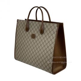 Gucci Tote Bag Gucci Medium Tote Bag Print in Beige and Ebony GG Supreme Canvas 674148