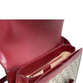 Gucci Shoulder Bag Gucci VIP Horsebit 1955 Medium Crossbody Bag in Beige and Ebony GG Supreme and Red Leather 602204