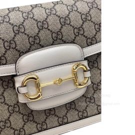 Gucci Shoulder Bag Gucci VIP Horsebit 1955 Medium Crossbody Bag in Beige and Ebony GG Supreme and White Leather 602204