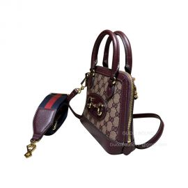 Gucci Tote Bag Gucci Horsebit 1955 GG Mini Bag in Burgundy Leather 677212