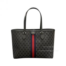 Gucci Tote Bag Gucci x Balenciaga The Hacker Project Graffiti Medium Shopping Bag in Black GG Canvas 889589