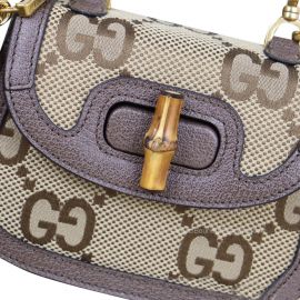 Gucci Tote Bag Gucci Mini Jumbo GG Canvas Bag with Bamboo in Camel and Ebony 686864