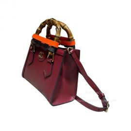Gucci Tote Bag Gucci Diana Mini Crossbody Shoulder Bag with Bamboo in Dark Red Leather 655661
