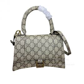 Gucci Tote Bag Gucci x Balenciaga Small Hourglass Shoulder Bag in Beige GG Supreme Canvas 681697