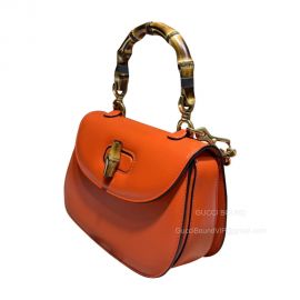 Gucci Shoulder Bag Gucci Small Top Handle Bag with Bamboo in Orange Leather 675797