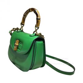 Gucci Shoulder Bag Gucci Mini Top Handle Bag with Bamboo in Green Leather 686864