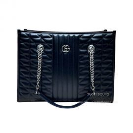 Gucci Tote Bag Gucci GG Marmont Medium Shoulder Bag in Black Matelasse Leather 675796