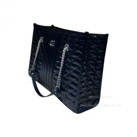 Gucci Tote Bag Gucci GG Marmont Medium Shoulder Bag in Black Matelasse Leather 675796