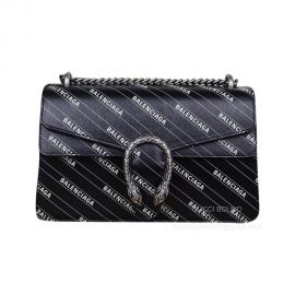 Gucci Shoulder Bag Gucci The Hacker Project Small Dionysus Chain Bag with Balenciaga Print Black Leather 400249