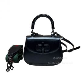 Gucci Top Handle Bag Gucci Mini Bamboo Shoulder Bag in Black Leather 686864