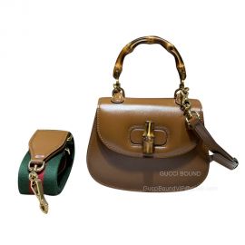 Gucci Top Handle Bag Gucci Mini Bamboo Shoulder Bag in Brown Leather 686864