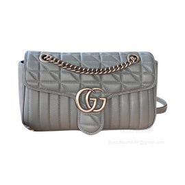 Gucci Shoulder Bag Gucci GG Marmont Small Shoulder Bag in Dark Gray Matelasse Leather 443497