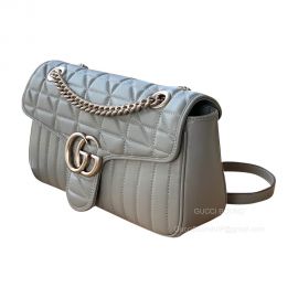 Gucci Shoulder Bag Gucci GG Marmont Small Shoulder Bag in Dark Gray Matelasse Leather 443497