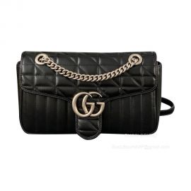 Gucci Shoulder Bag Gucci GG Marmont Small Shoulder Bag in Black Matelasse Leather 443497