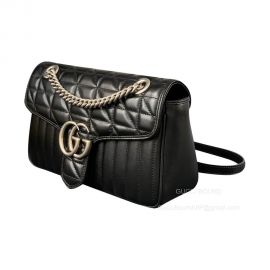Gucci Shoulder Bag Gucci GG Marmont Small Shoulder Bag in Black Matelasse Leather 443497