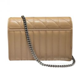 Gucci Shoulder Bag Gucci GG Marmont Matelasse Mini Bag with Chain in Beige Matelasse Leather 474575