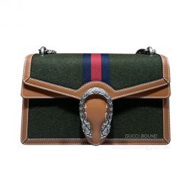 Gucci Shoulder Bag Gucci Dionysus Small Shoulder Bag in Dark Green Wool Fabric 400249