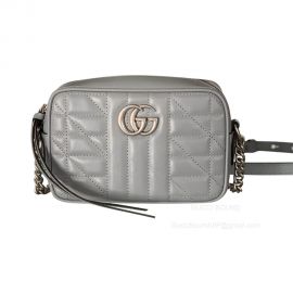 Gucci Shoulder Bag Gucci GG Marmont Mini Shoulder Bag in Gray Leather 634936