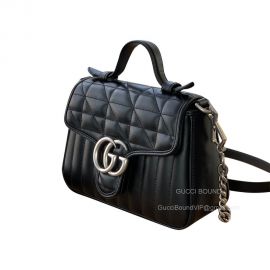 Gucci Top Handle Bag Gucci GG Marmont Mini Shoulder Bag in Black Leather 583571