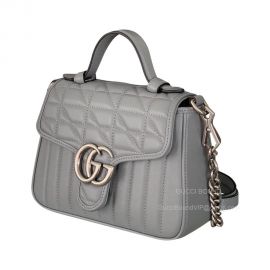 Gucci Top Handle Bag Gucci GG Marmont Mini Shoulder Bag in Gray Leather 583571