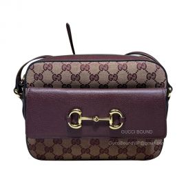Gucci Shoulder Bag Gucci Horsebit 1955 Small Bag in Burgundy GG Canvas 645454